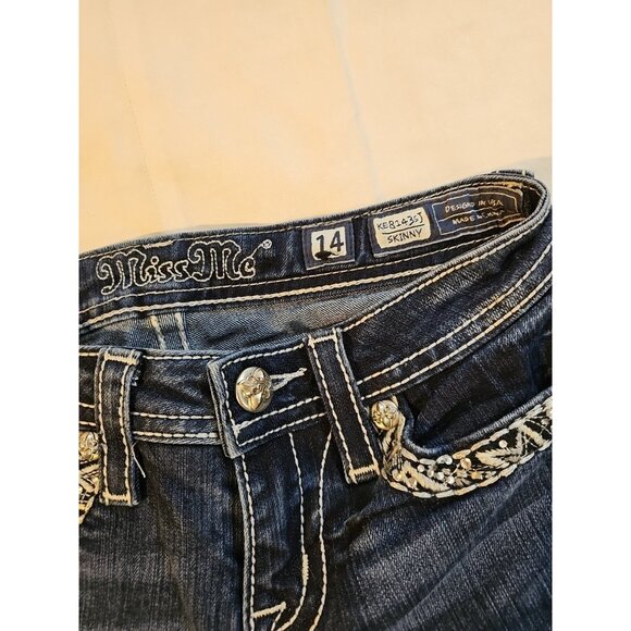 Miss Me Girls Jeans  Rhinestone Flap Pockets KE8143SJ Sz 14, 25 X 30 - Picture 4 of 7